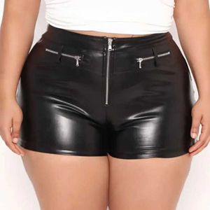 Shorts femininos shorts de couro feminino pu feminino com cintura alta decoração com zíper diariamente casual sexy y2k quente verão mais sizel2403