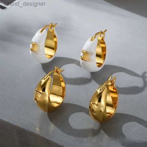 Gold Brand Designer Circle Hoop Hie Brincos Anéis de ouvido Retro Vintage Charme Earring Braço Branco para Jóias Garotas Presente de Natal