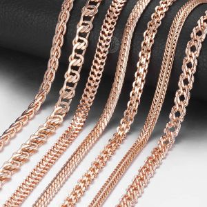 Chains Vintage Necklace For Women Men 585 Rose Gold Color Venitian Curb Snail Foxtail Link Necklaces Fashion Jewelry 5060Cm Cnn1 Drop Otvog