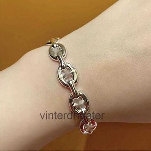 High-end Luxury Hrms Bangle Pig Nose Bracelet Female Open 925 Sterling Silver Design Cool and Trendy Instagram Couple Versatile Ring Minimalist