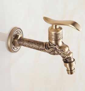 Väggmontering craved tvättkanning vintage mässing långa vatten kranar trädgård badrum antik bibcock kran mixer tap8410395