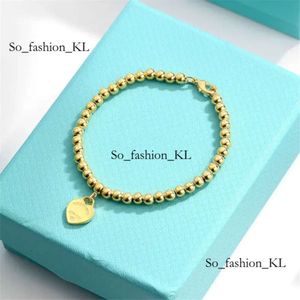 Tiffanyjewelry Armreifen T Präzision Designer Schmuck glatte Gesicht Liebe Pfirsich Herz runde Perlen Tiffanybead Halskette Armband Damen Roségold einfache Mode 228