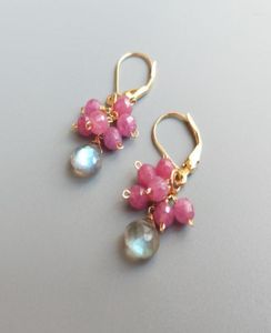 Dangle Earrings lii ji Real Ruby Labradorite Natural Gemstone 925 Sterling Silver Handmade Drop delicate Jewelry for Women Gift9832088