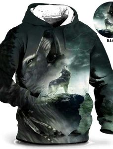 Herrtröjor tröjor herr hoodies wolf grafisk djur 3d tryck tröjor kläder harajuku mode hooded hösten långa sle hoodie för män d240429