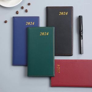 Notebook 2024 Weekly Planner Agenda A6 Papelaria Leather Books Schedule Pocket Zeszyt Notepad Diary Calendar Office Caderno