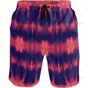 Herren -Shorts Red and Blue Stripe Beach Summer Swim Trunks Sport Running Badeanzüge mit Maschenfuttertasche