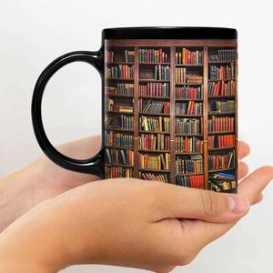 Occs 3D Library Bookshelf Cup Ceramic Creative Multipurpose Cupe Cup Assuction Milk Cup Cup Home Home Gifts J240428