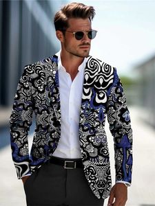 Men's Jackets Mens Traditional Vintage Suit 3D Digital Printing Party Long Slve Jacket Casual Everyday Wear T240428