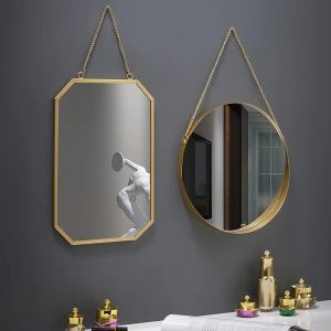 Set nordische kreative Wand hängende dekorative Mirror Home Decor Hexagon Runde Wandmunterspiegel Schlafzimmer Badezimmer Dekorationspiegel