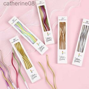 Candles 6 Pcs Curve Wedding Birthday Candle Party Cake Decoration Pencil Golden Paraffin Supplies DIY Bake Boy Girl Home Tools d240429