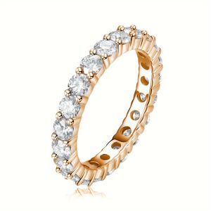 Juzna 4.3CT Elegant Ring 925 Silver 18K Rose Gold Plating Fashionable Simple Band 3mm Olika ringstorlekar tillgängliga 240416