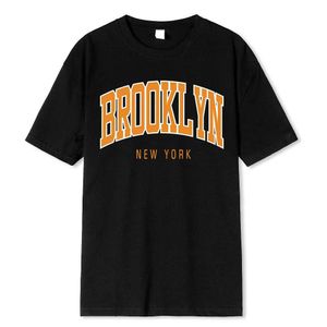 Herren-T-Shirts New York Hip Hop Lustiger Druck männlicher T-Shirt Sommer Lose 100% Baumwoll-Shirt atmungsaktives Schultertropfen Mann H240429