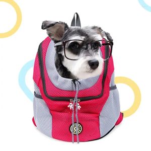 Hundeträger Doppelter Schulter tragbares Reise -Rucksack Brust Outdoor Haustier Hunde Frontbeutel atmungsaktivem Mesh Head Haustier Vorräte 1pc