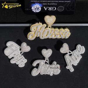 Hip Hop Jewelry Mens Iced Out Custom Letter Pendant 925 Sterling Silver VVS Moissanite Diamond Name Inledande pendantdesigner smycken
