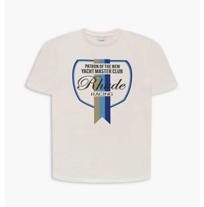 Högkvalitativ original Rhuder Designer T-skjortor Trendiga Mens Womens Street Style Summer Flag Logo Tryckt kortärmad t-shirt Hiphop Loose Tee med 1: 1 logotyp