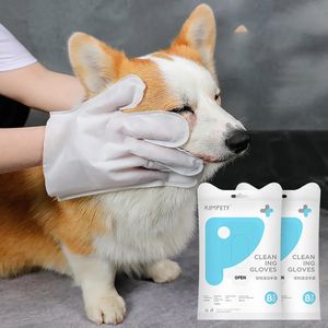 8 paket evcil hayvan temizleme spa eldivenleri yumuşak dekontaminasyon kedi köpek tek kullanımlık dokuma olmayan banyo eldivenleri evcil hayvan temizleme tımar araçları malzemeleri