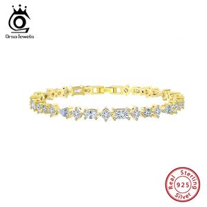 Orsa Jewelsブリリアントテニスブレスレット925スターリングシルバー3異なる形状ジールリーのためのジュエリー豪華なチェーンSB167 240423