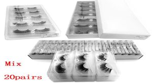 Novos 20 pares de parques de vison em mixagem em massa 10 estilos 3d cílios falsos longos naturais maquiagem de cílios feitos à mão