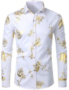 2024 Fashion Mens Shirt Flowers 3D Printing Button Top Koszulę z długimi rękawami Style Party Style Projekt Wygodne koszule 240428