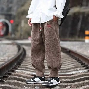 Pantaloni da uomo inverno caldo spesso spesso sport da uomo jogger elastico in vita elastico lana casual di lana q240429