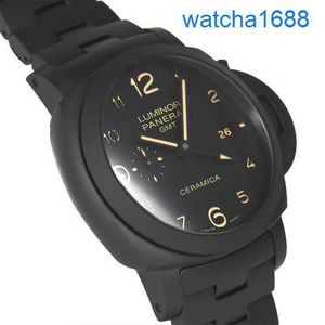 Marka Bilekleri Panerai Luminor Serisi Swiss Watch Mens Otomatik Mekanik Ünlü Lüks Saat Pam00438 Siyah Seramik 44mm