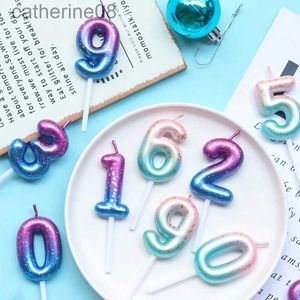 Candles 0-9 Number Gradient Color Candles Birthday Digital Cake Decoration Topper Wedding Baby Shower Birthday Celebration Party Decor d240429