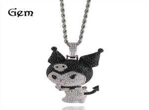 GU MENG039S NYA ZIRCON LITTLE DEVIL KUROMI KULOMI CARTOON PENDANT NECKLACE Personlig mångsidig Dign -halsband11942513093118