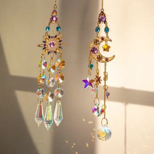 Decorations Suncatcher Crystal Pendant Window Prisms Rainbow Vintage Wind Chimes Sun Moon Hanging Light Catcher Home Garden Craft Decoration