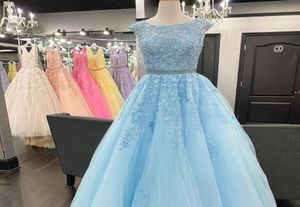 Candy Color Prom Dress 2020 Ballgown Ivory Blush Pink Fuchsia Yellow Lavender Long Quinceanera klänningar spetsar upp Sweet 16 klänningar C1609597