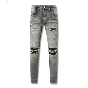 Demin jeans crackato mastre street fashion pelle jean 2024 grigio amiirii americano vivi viola uy1p