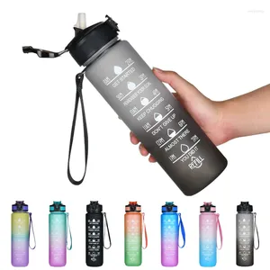 Water Bottles 1000ML Sports Bottle PC With Scale Straw Lock Leak Proof Resistant To Falling Outdoor Travel Fitness Riding Portable Cup