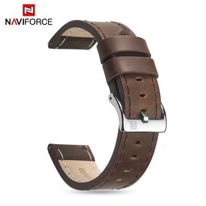 Genuine Leather Strap NAVIFORCE Watch Band 20mm Comfortable Waterproof Watchbands With Buckle Replacement Belt Watch Accessories 240422