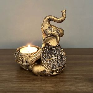 Velas Velas de animais Titulares de elefantes Tronco de elefante Up Sculpture Tealight Veller Ditlante decorativo Pequeno titular de pau Bons presentes de sorte