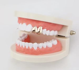 Hip Hop glatte Doppelzähne Grillz Real Gold Plated Mode Rapper Zahngrill kühle Musikkörper Schmuck Golden Silber Roségold 1652243