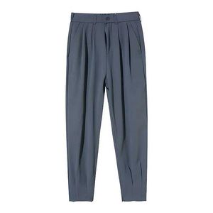 Męskie spodnie męskie Spodnie Casual Suit Modna długość kostki męska elastyczna biznes klasyczny szary koreański Q240429