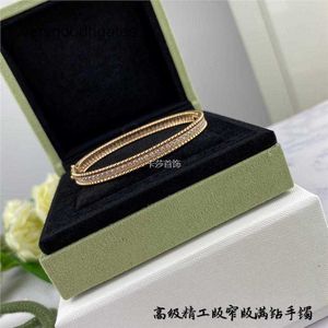 Van Cl ap Classic V Gold Plated Mijin CNC High Quality Full Diamond Bead Edge Armband For Women 18k Rose SMRED EDITION Hand Set ZS2N