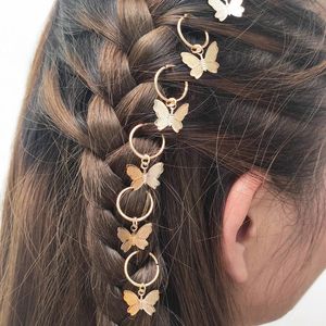 6st Butterfly Star Pendant Hair Clip for Women Braid Trendy Metal Rings Diy Western Style Accessories Girls Headdress Tocado