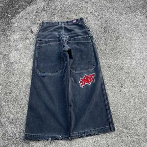 Kvinnors jeans jnco strt stil hiphop stor ficka extra stora byxor mönster tryckt lös hajuku hög midja kvinnor h240429