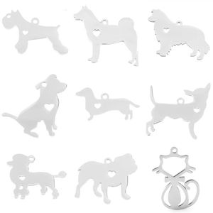 10pcs I Love My Cat Dog Animals Ciondolo in acciaio inossidabile con tag cognello per cani da pet per cucciolo di cuore per la stampa a specchio di stampa 240429