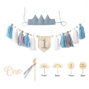 Party Decoration Baby Birthday Flag Set Boho 1st High Chair Banner Tassel Garland For Girl Shower Decor Handmade Kids