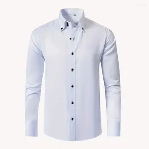 Men's Dress Shirts White Shirt Elegant Long Sleeve Button Up Formal Business For Spring Fall