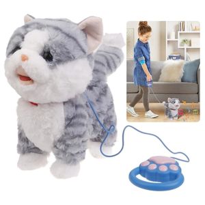 Realistisk promenadkatt leksak elektronisk plysch husdjur koppel kontroll katt leksak barn interaktiv krypa lärande leksak småbarn rolig gåva 240420