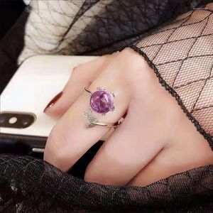 Cluster Rings Elegant Mermaid Foam Creative Opening Adjustable Inlay Blue Purple Crystal Fishtail Women Birthday Party Souvenir Jewelry