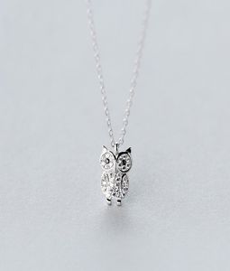MloveAcc Authentic 100 925 Sterling Silver Animal Cute Owl Necklace Women Pendant Necklace Sterling Silver Jewelry Y2009189669330