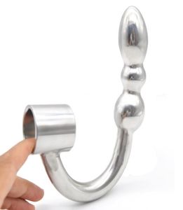 Metal Anal Hook with 3 Ball Penis Sleeve Butt Plug Anus Hook Butt Stopper Fetish Bondage Sex Toys for Couples H81317150999