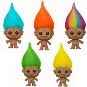 Action Toy Figures Teal #02 Rainbow #01 Orange Troll #04 Gul troll #05 Grönt troll #07 E Vinly Figur Pops Toys Gifts T240428