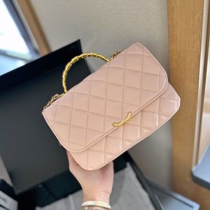 24s elmas saplı lüks el çantası moda kadın omuz çantası deri elmas ekose altın donanım metal cc toka matelasse zincir crossbody çanta elbise çantası 20cm