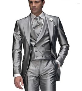 Ternos masculinos Sliver italiano Setin Men Terne Casamento para Slim Slim Fit Tuxedo 3 Peças Prom Blazer Sets