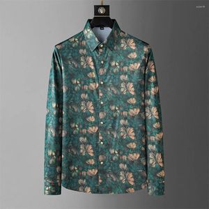 Camisas casuais masculinas 2024 Spring Flower Princied Camise