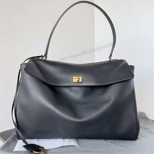 Rodeio bolsa de luxo designer de luxo feminino couro preto grande capacidade bolsa de ombro de bolsa